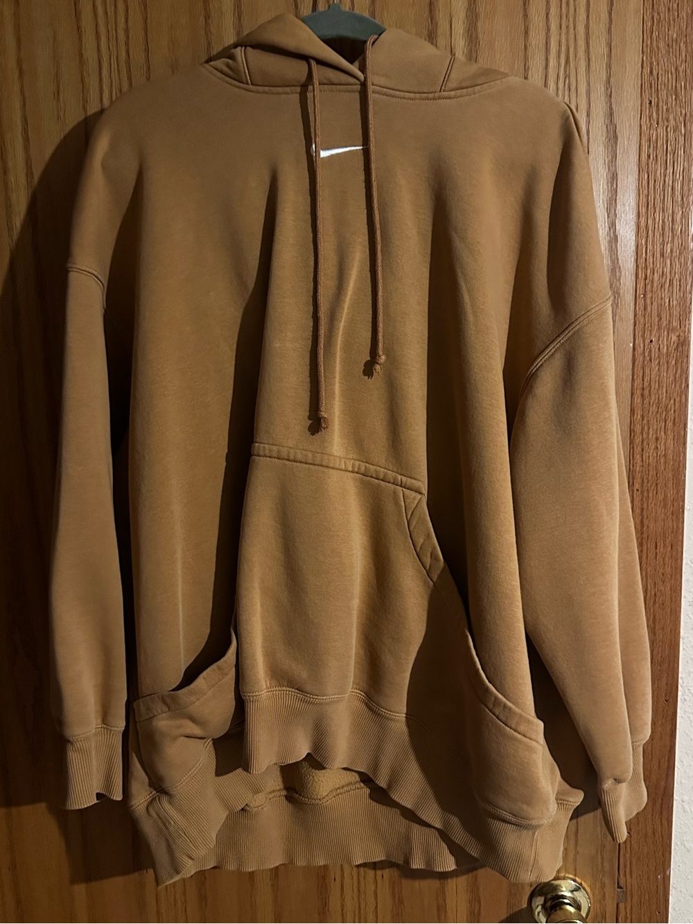 Nike Brown Hoodie with Small White Swoosh